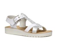 Geox Girls J Costarei Gi Sandal, White Silver, 6 UK Child