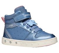 Geox J Skylin Girl B Sneaker, DK Sky/LT Coral, 3.5 UK