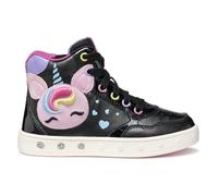 Geox Girls J Skylin Sneaker, Black Multicolor, 1 UK