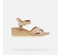 Geox Women's D ISCHIA CORDA B Wedge Sandal, Dk Skin, 5 UK