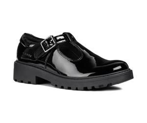 (, ) Geox J Casey G. E Leather Girl's Black Patent Shoes