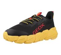 Geox J FLEXYPER Fast BOY Sneaker, Black/Yellow, 12.5 UK
