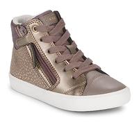 Geox J Gisli Girl B Sneaker, Smoke Grey Gold, 6 UK