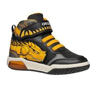 Geox J INEK BOY A Sneaker, Black/Yellow, 1 UK
