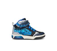Geox J INEK BOY A Sneaker, Navy/Turquoise, 4.5 UK