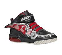 Geox J INEK BOY B Sneaker, Black/RED, 11 UK Child