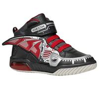 Geox J INEK BOY B Sneaker, Black/RED, 5 UK Child