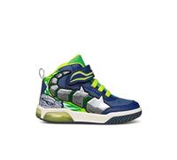 Geox J INEK BOY C Sneaker, Navy/Lime, 0.5 UK