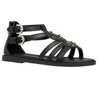 Geox J Karly Girl Sandal, Black/LT Gold, 36 EU