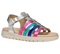 Geox J Sandal SOLEIMA Gir, Silver/Multicolor, 3.5 UK