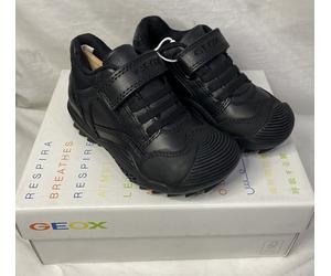 Geox J Savage B Leather Boys Trainers Black Size Child Uk 7 Eu 24 #361
