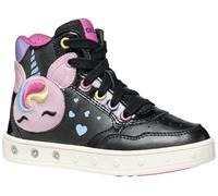 Geox J Skylin Girl Sneaker, Black/Multicolor, 12.5 UK