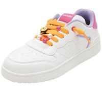 Geox J WASHIBA Girl D Sneaker, White/Fuchsia, 2 UK