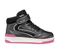 Geox J WASHIBA Girl Sneaker, DK Grey/Fuchsia, 12.5 UK