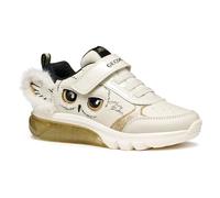 Geox J56LPA Lechuza Ciberdron Girls' Light Up Trainers, beige, 1 UK