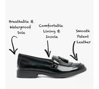 GEOX JR AGATA Girls Moccasin Tassel School Shoes Patent Black - UK 7 / EUR 41