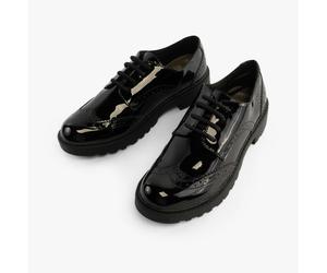 GEOX JR CASEY Girls Patent Brogue School Shoes Black - UK 7 / EUR 41