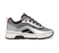 Geox J FLEXYPER Plus BOY Sneaker, Silver/LT RED, 12.5 UK