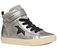 Geox J GISLI Girl Sneaker, Dk Silver/Black, 9 UK Child