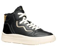 Geox Junior J Laquinny Girl Sneakers, Black/Platinum, 39 EU