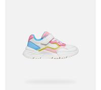 Geox Girl's Low Sneakers, White Pink, 8 Little Kid