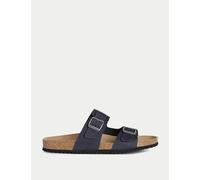 Geox male Wide Fit Leather Sliders - 10 - Navy, Navy