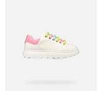 Geox J PUFFYPOP Girl A Trainers, White/Pink, 30 EU