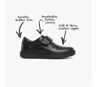 Boy's GEOX RIDDOCK Boys Single Strap School Shoes Black - Size: UK 9 / eur 27