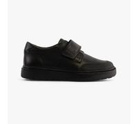 Geox Riddock Boys Leather Touch Fasten Adjustable Strap Black School Shoes