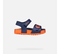 Geox B Chalki Boy Sandal, Navy/Orange, 25 EU