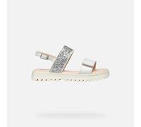 GEOX Junior Girls Coralie Sandals White/Light Silver White/Lt Silver 28