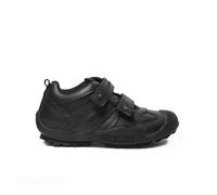Geox Savage | Black Leather | Boys Toe-Bumper Riptape School Shoes