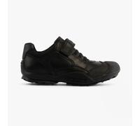 Geox Savage Boys Leather Touch Fasten Breathable Black School Shoes