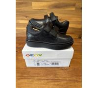 Geox School Shoes Trainers J Riddock Black Leather Size UK 8.5 EU 26 Boxed New