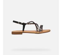 Geox Women's D Sozy S A Flat Sandals, Black Leather, 5.5 UK