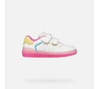 Geox Girl's J Washiba B Sneaker, White Dk Pink, 1 UK