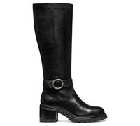 Damiana Breathable Knee-High Boots in Leather Black