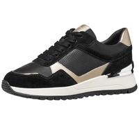 Geox Women D Desya A Sneaker, Black Lt Gold, 4 UK