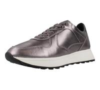 (Silver, 6 (Adults')) Geox D Amabel A Leather Women's Gun Trainers