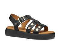 Geox Women's D CAMALEI E Flat Sandal, Black, 7.5 UK
