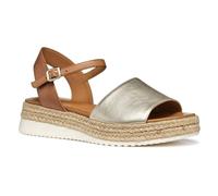 Geox Women's D EOLIE C Flat Sandal, Lt Gold/Camel, 7.5 UK