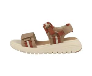 Geox Women's D FLEXTRIDE S C Wedge Sandal, Beige/Brick, 37 EU