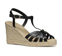 Geox Women's D GELSA A Wedge Sandal, Black, 7 UK