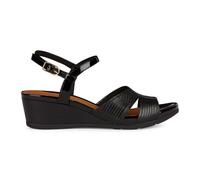 Geox Women's D Gelsa Low B Wedge Sandal, black, 4 UK
