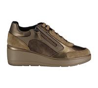 GEOX Womens Idle Wedge Side Zip Trainers Taupe 39