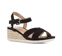 Geox Women's D Ischia Corda B Wedge Sandal, Black, 6 UK
