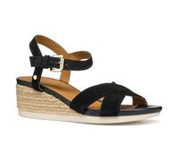 Geox Women's D Ischia Corda B Wedge Sandal, Black, 7 UK