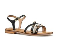 Geox Women's D MADDALUSIAC D Slide Sandal, Black/White, 7 UK