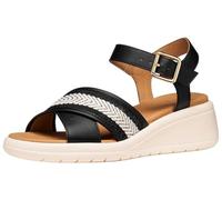 Geox Women's D MELICONIA G Wedge Sandal, Black, 39 EU