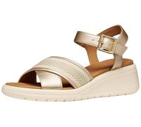 Geox Women's D MELICONIA G Wedge Sandal, LT Gold/Papyrus, 41 EU